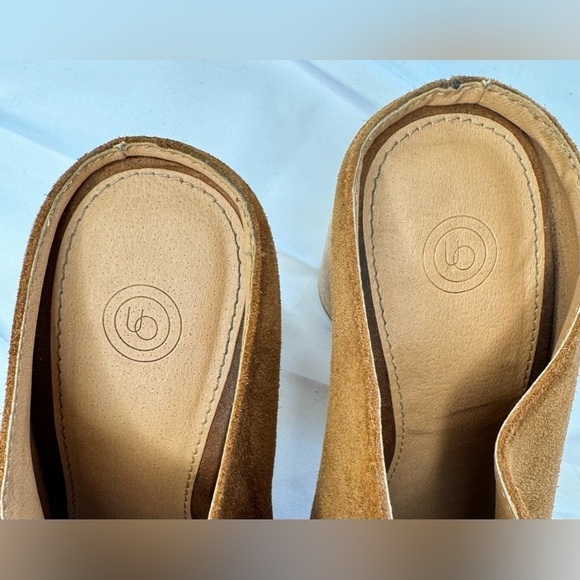 Urban Outfitters Women’s Brown Suede Open Toe Wooden Heel Mules Shoes Size 8 - Picture 7 of 10